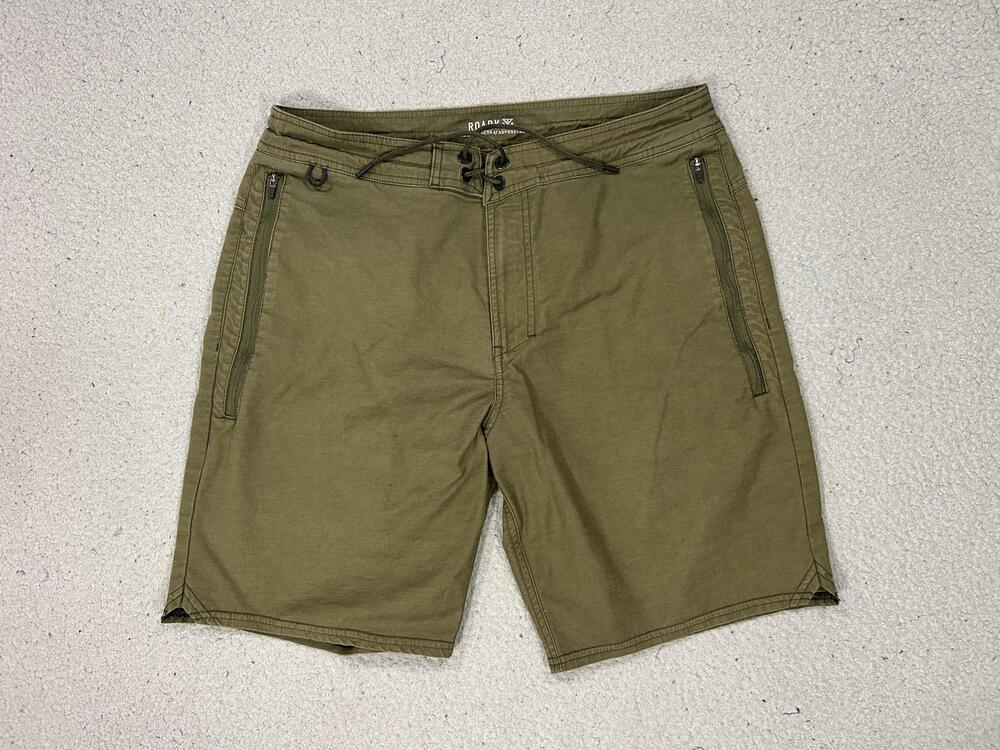 Roark Shorts Mens 34 Green Layover Chino Zip Pocket Travel Canvas Utility Trail
